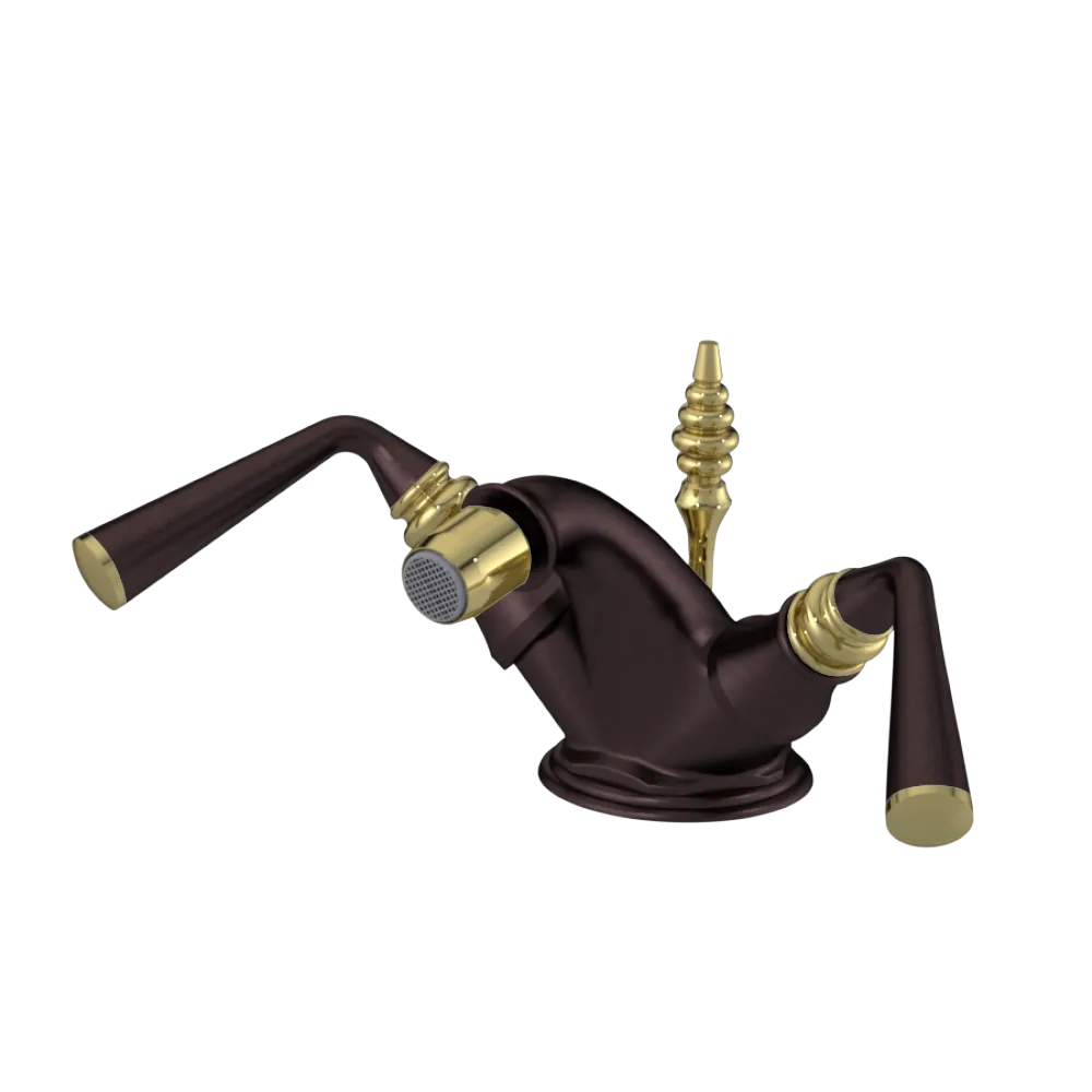 Rubinet Single Hole Dual Handle Bidet Fitting (Less Drain) Tuscan Brass