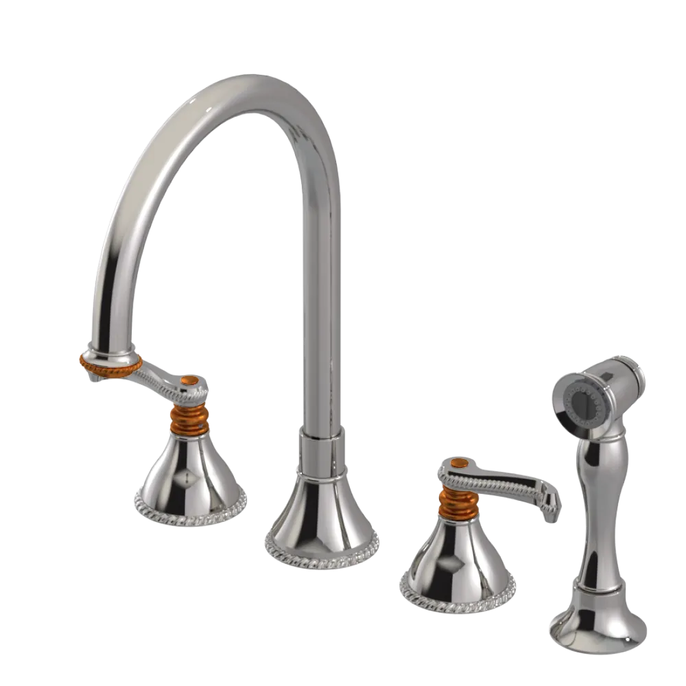 Rubinet Widespread Kitchen Set with Hand Spray Polished Nickel