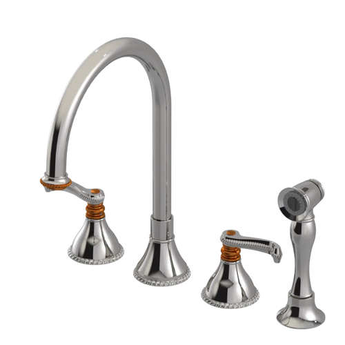 Rubinet Widespread Kitchen Set with Hand Spray Polished Nickel