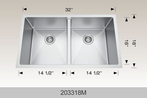 Bosco 203318M 32" Stainless Steel Undermount Kitchen Sink