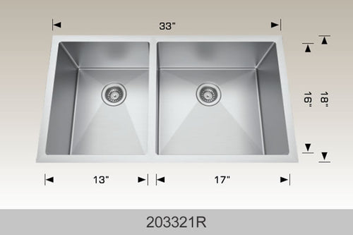 Bosco 203321R 32" Stainless Steel Undermount Kitchen Sink