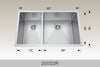 Bosco 203322R 33" Stainless Steel Undermount Kitchen Sink