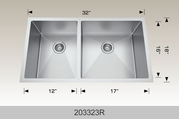 Bosco 203323R 32" Stainless Steel Undermount Kitchen Sink