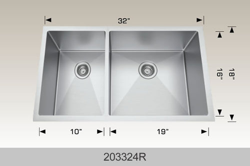Bosco 203324R 32" Stainless Steel Undermount Kitchen Sink
