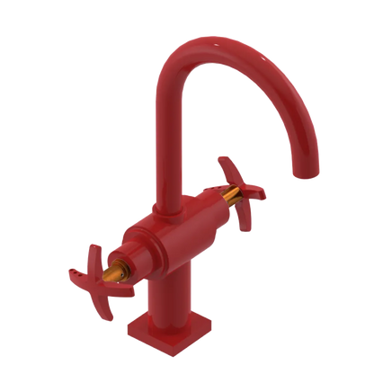 Rubinet Single Hole Dual Handle Lav. Set. (less drain) Red
