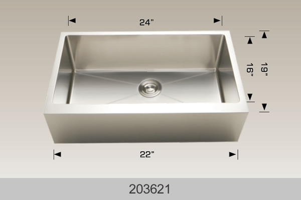 Bosco 203621 24" Stainless Steel Apron-Front (Farmhouse) Kitchen Sink