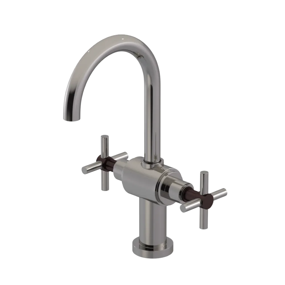 Rubinet Single Hole Dual Handle Lav. Set with LaSalle Spout (less drain) Polished Nickel