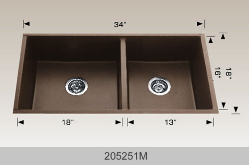 Bosco Granite Series Undermount Kitchen Sink 34 x 18 Coffee