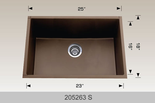 Bosco Granite Series Undermount Kitchen Sink 25 x 18 Coffee