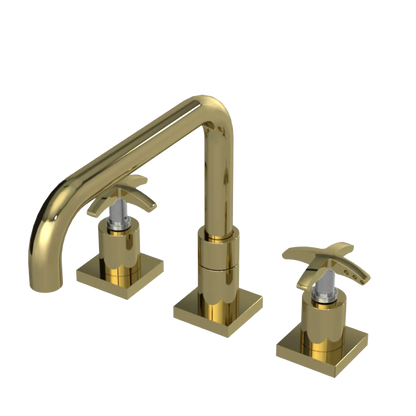 Rubinet Widespread Kitchen Set with Genesis Spout Natural Brass
