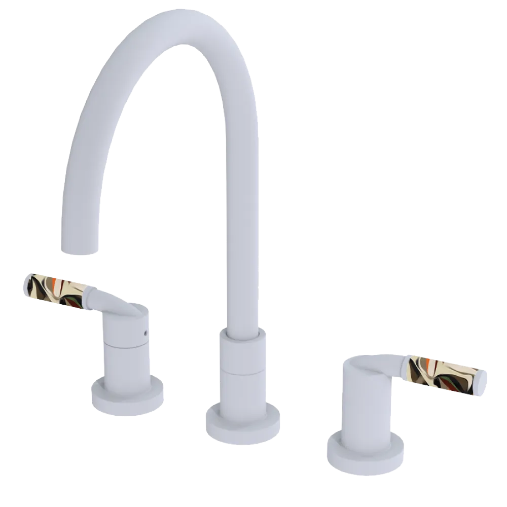 Rubinet Widespread Kitchen Set Matt White