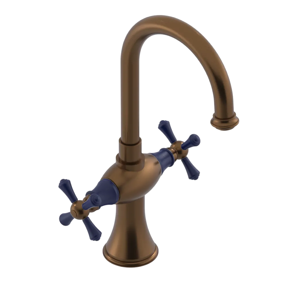 Rubinet Single Hole Dual Handle Lav. Set. (less drain) Tuscan Brass