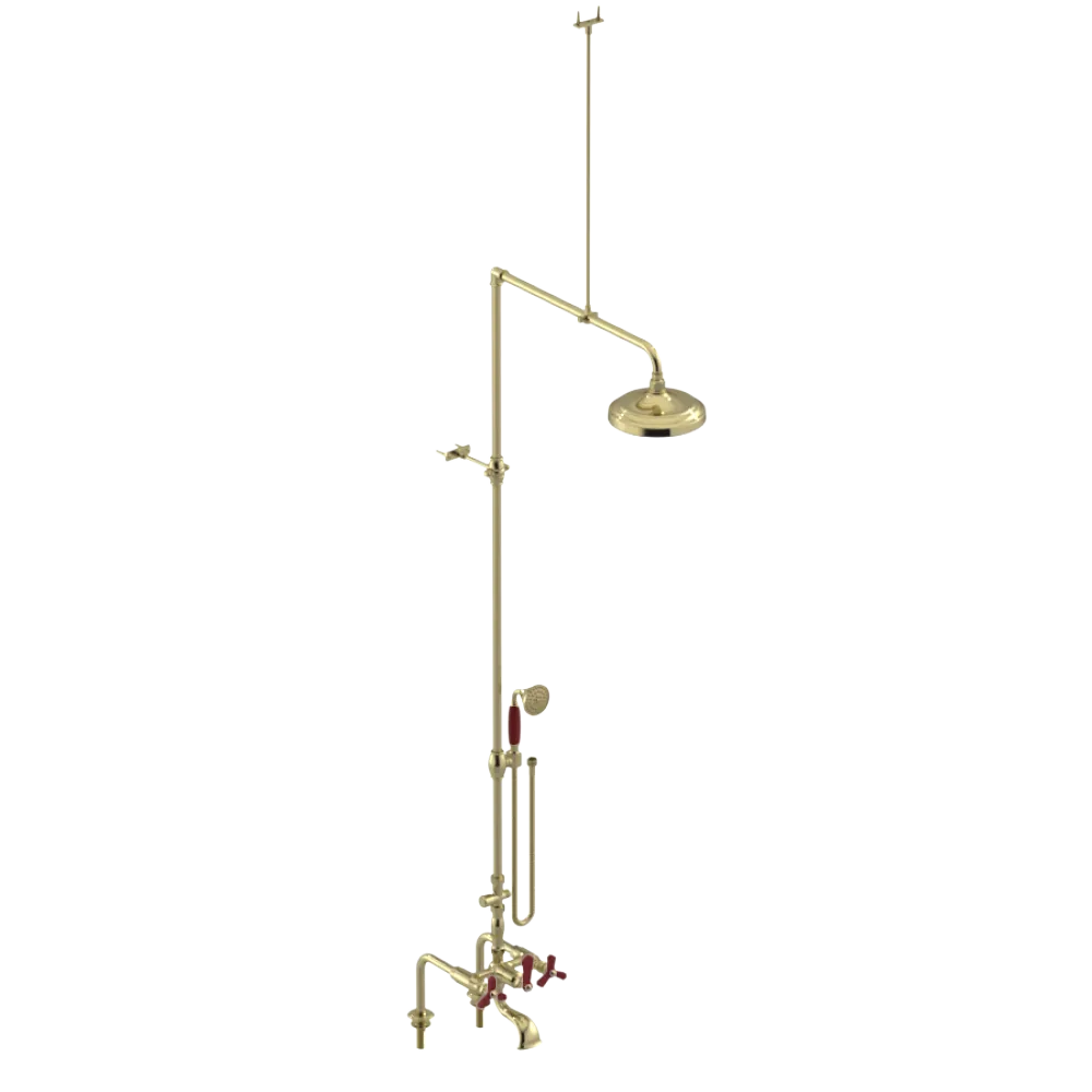 Rubinet Deck Mount Tub & Shower with Hand Held Shower Gold