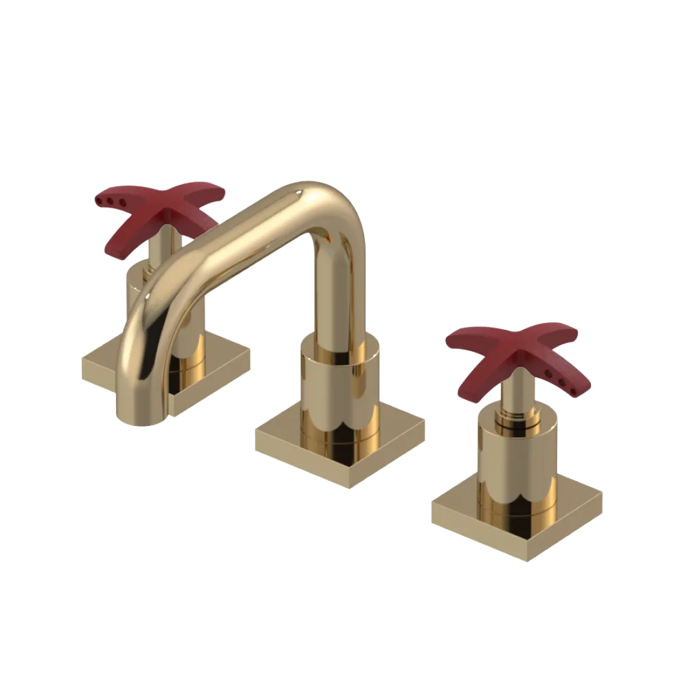 Rubinet Widespread Lav. Set. with Genesis spout (less drain) Gold