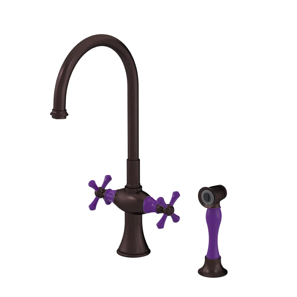 Rubinet Two Handle Single Hole Kitchen Set with Hand Spray Oil Rubbed Bronze