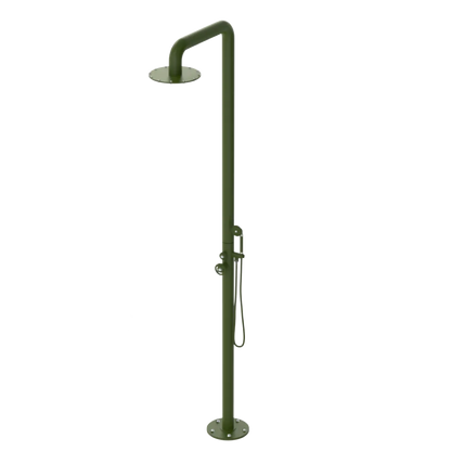 Rubinet Pressure Balance Outdoor Shower with Hand Held Shower & 10" Shower Head - 304 Stainless Steel Green Envy