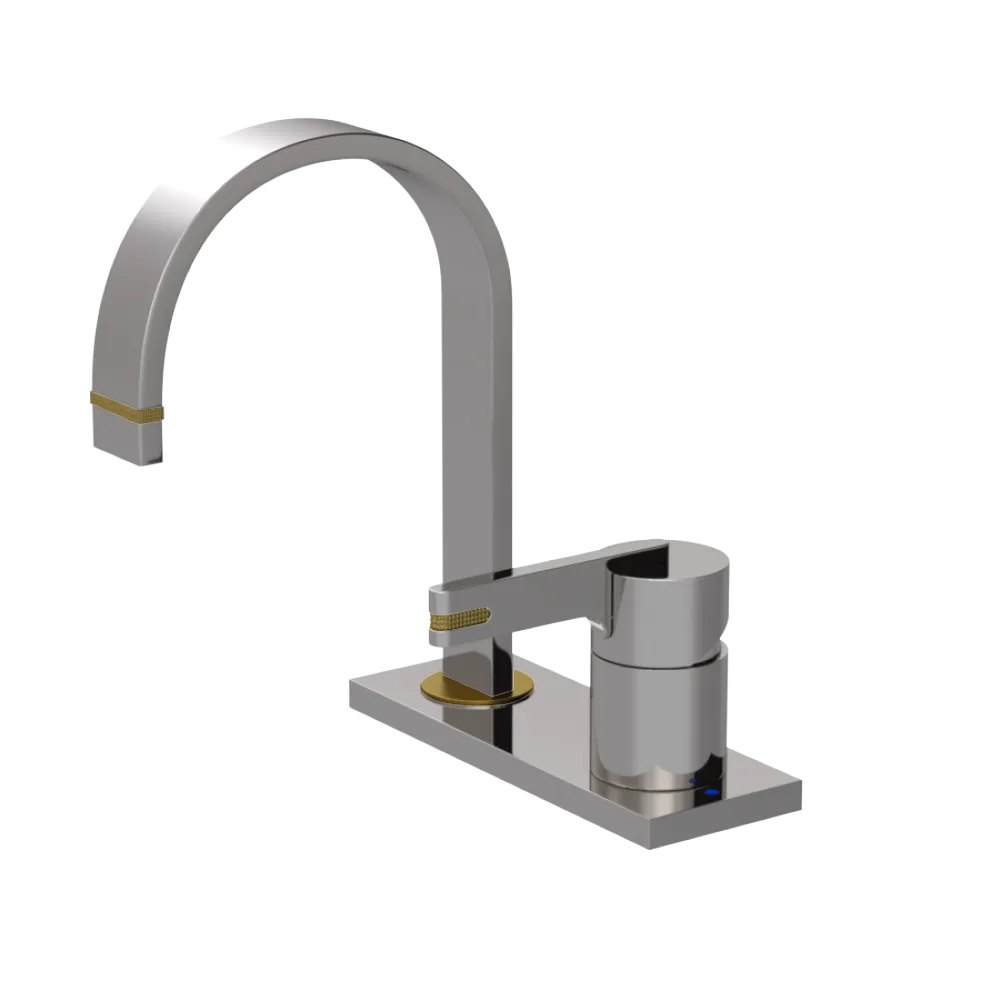 Rubinet 4" Centre Single Control Lav. Set (less drain) Polished Nickel