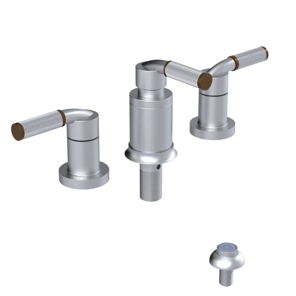 Rubinet Bidet Fitting with Spray, Diverter, and Vacum Breaker (Less Drain) Satin Chrome