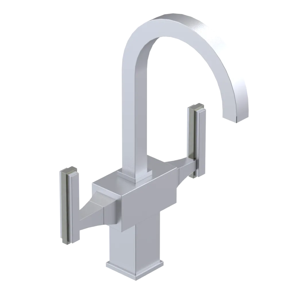 Rubinet Single Hole Dual Handle Lav. Set. (less drain) Satin Chrome