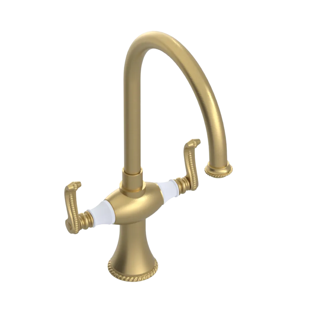 Rubinet Two Handle Single Hole Kitchen Set Satin Brass