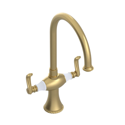 Rubinet Two Handle Single Hole Kitchen Set Satin Brass