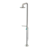Rubinet Pressure Balance Outdoor Shower with Foot Rinse & 10" Shower Head (with shelf) - 304 Stainless Steel Polished Nickel