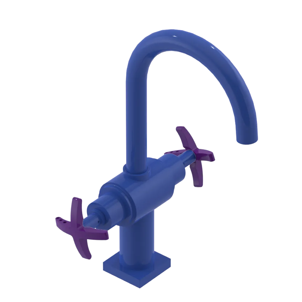 Rubinet Single Hole Dual Handle Lav. Set. (less drain) Blu Jean