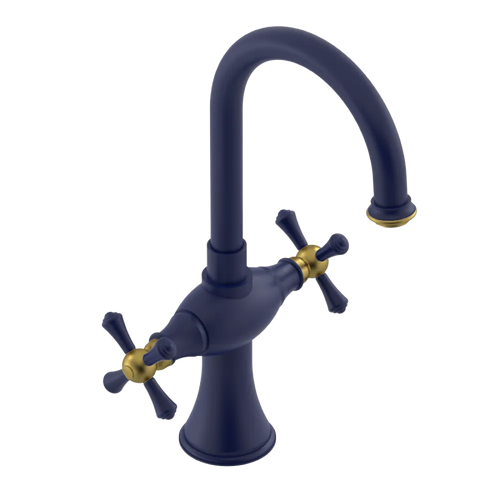 Rubinet Single Hole Dual Handle Lav. Set. (less drain) Midnight Blue