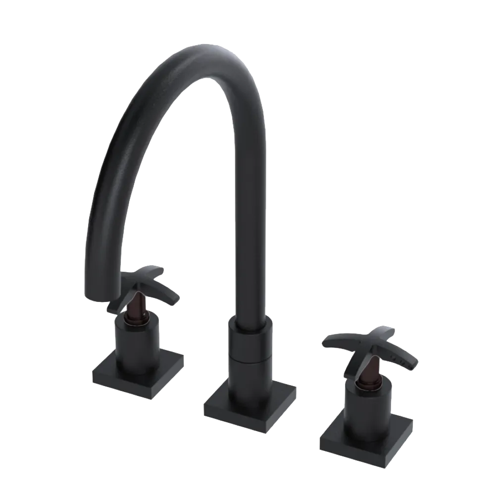 Rubinet Widespread Kitchen Set Matt Black
