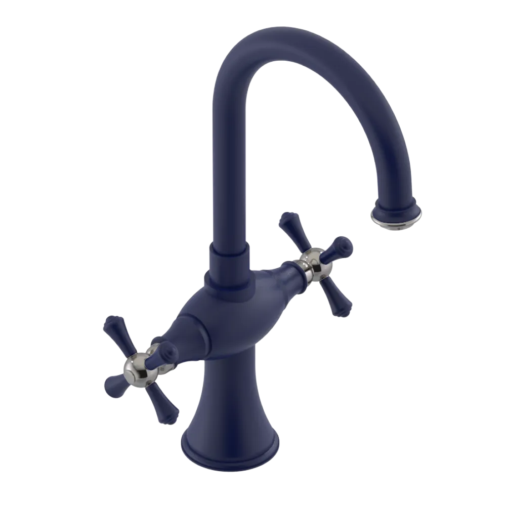 Rubinet Single Hole Dual Handle Lav. Set. (less drain) Midnight Blue