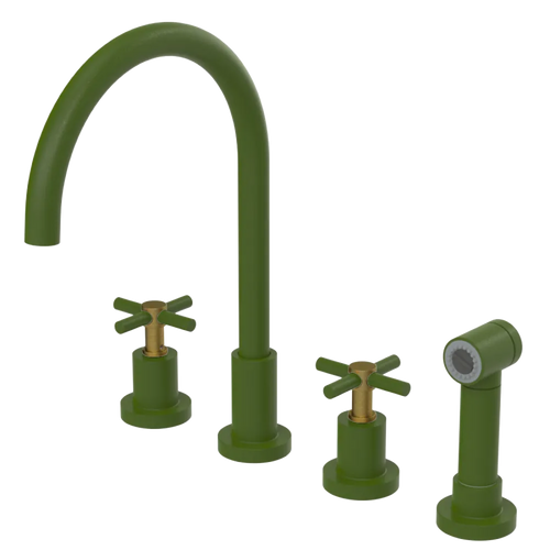 Rubinet Widespread Kitchen Set with LaSalle Spout with Hand Spray Green Envy