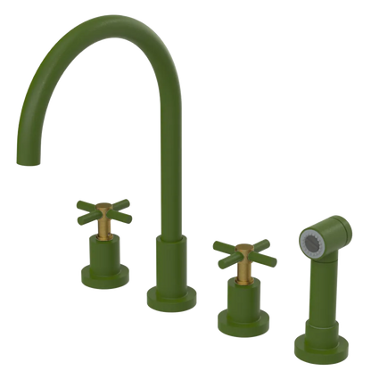 Rubinet Widespread Kitchen Set with LaSalle Spout with Hand Spray Green Envy