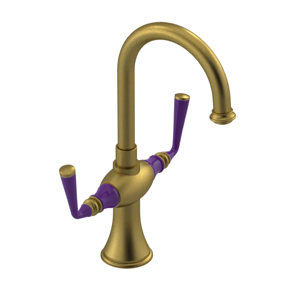 Rubinet Single Hole Dual Handle Lav. Set. (less drain) Antique Brass Matt