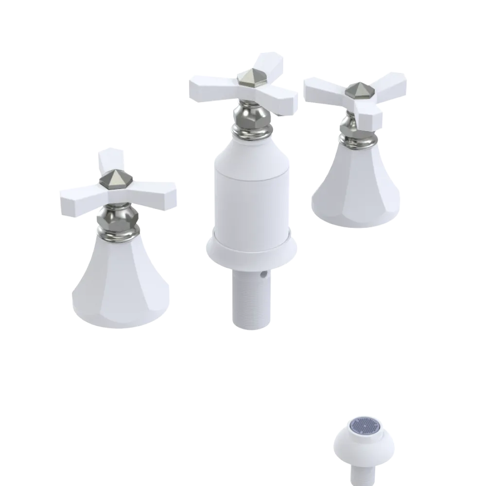 Rubinet Bidet Fitting with Spray, Diverter, and Vacum Breaker (Less Drain) Matt White