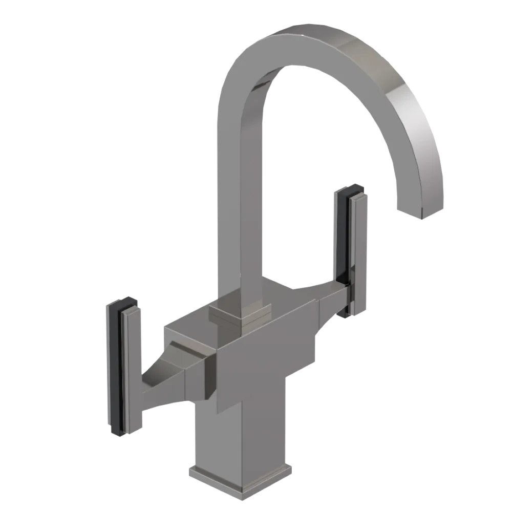Rubinet Single Hole Dual Handle Lav. Set. (less drain) Polished Nickel