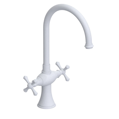 Rubinet Two Handle Single Hole Kitchen Set Matt White