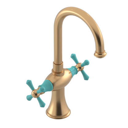 Rubinet Single Hole Dual Handle Lav. Set. (less drain) Satin Gold