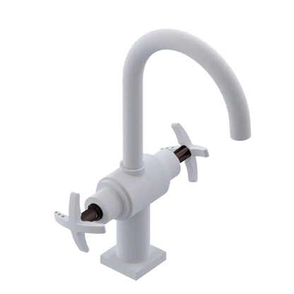 Rubinet Single Hole Dual Handle Lav. Set. (less drain) Matt White