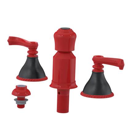 Rubinet Bidet Fitting with Spray, Diverter, and Vacum Breaker (Less Drain) Red