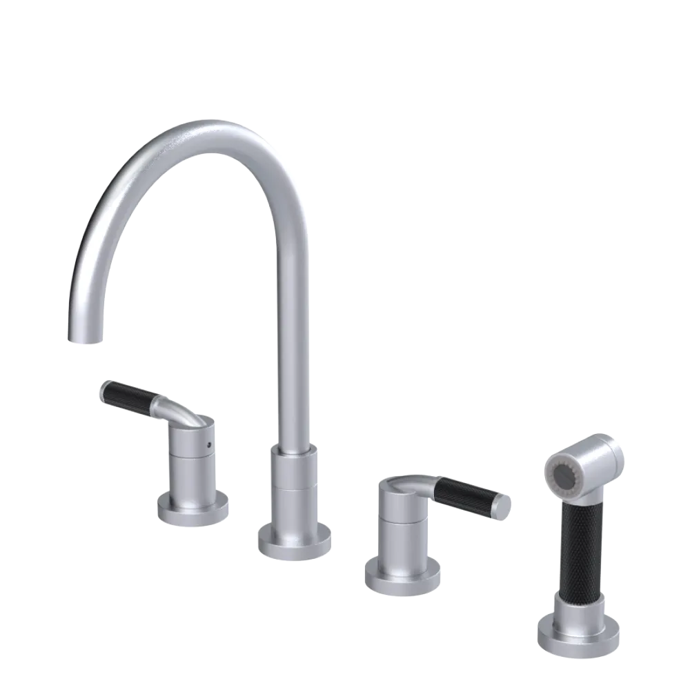 Rubinet Widespread Kitchen Set with Hand Spray Satin Chrome