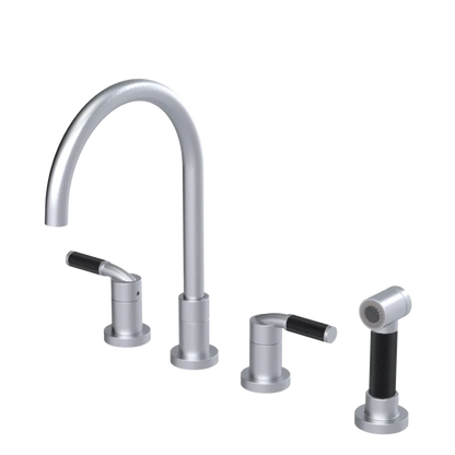 Rubinet Widespread Kitchen Set with Hand Spray Satin Chrome