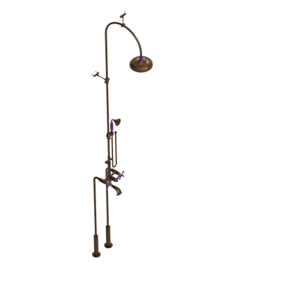 Rubinet Floor Mount Tub & Shower with hand held shower Tuscan Brass