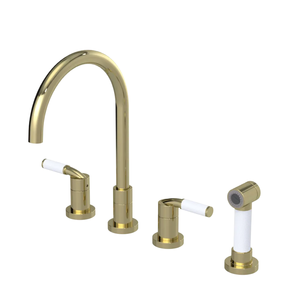 Rubinet Widespread Kitchen Set with Hand Spray Gold