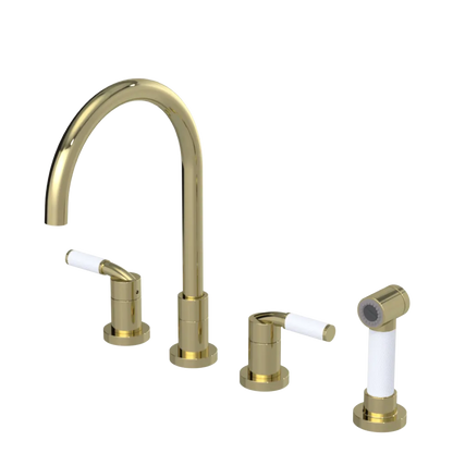 Rubinet Widespread Kitchen Set with Hand Spray Gold