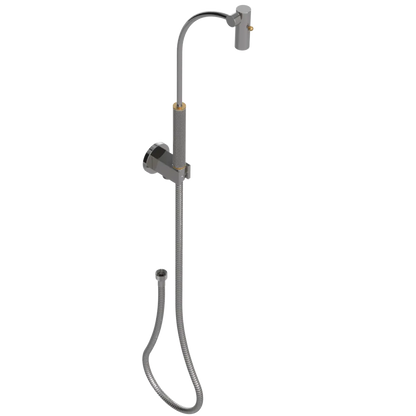 Rubinet Hand Held Shower Bidet with Extended Reach & Dual Function Spray Including Wall Bracket with Supply & Hose (Round) Polished Nickel