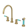 Rubinet Widespread Kitchen Set with Hand Spray Satin Gold