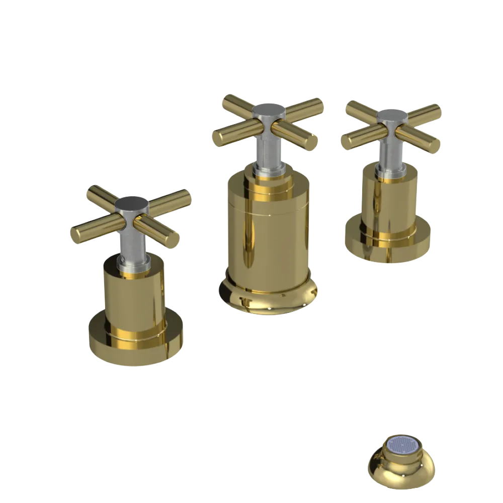 Rubinet Bidet Fitting with Spray, Diverter, and Vacuum Breaker (less drain) Natural Brass