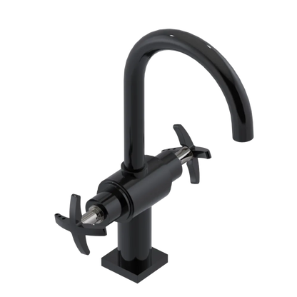 Rubinet Single Hole Dual Handle Lav. Set. (less drain) Black