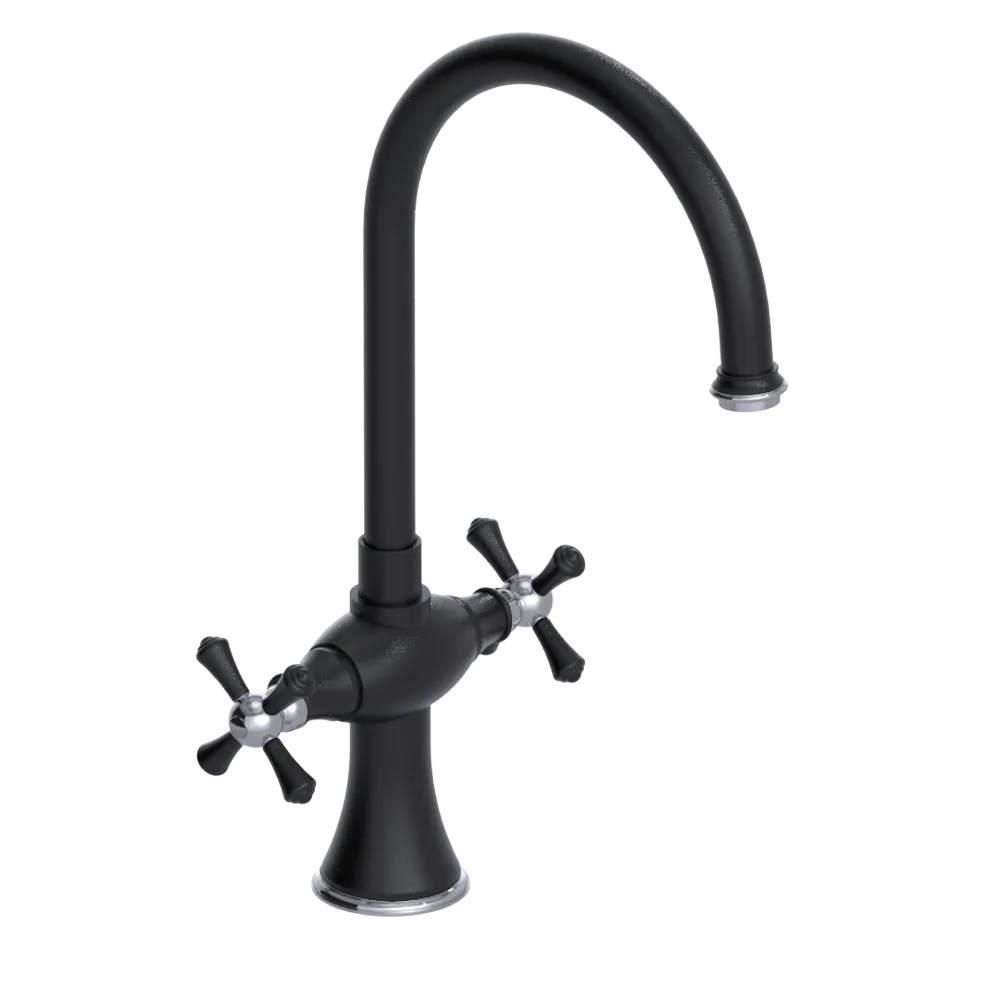 Rubinet Two Handle Single Hole Kitchen Set Matt Black