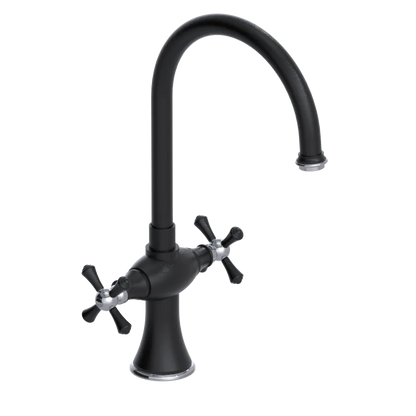 Rubinet Two Handle Single Hole Kitchen Set Matt Black